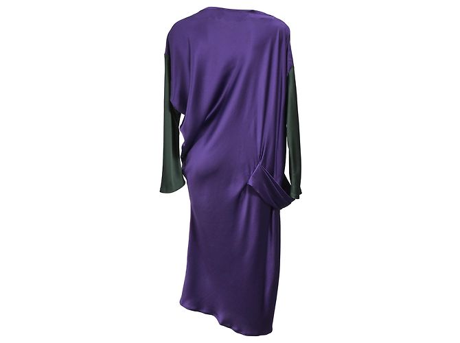 Abito midi a maniche lunghe Alberta Ferretti in seta viola Porpora - vista 3