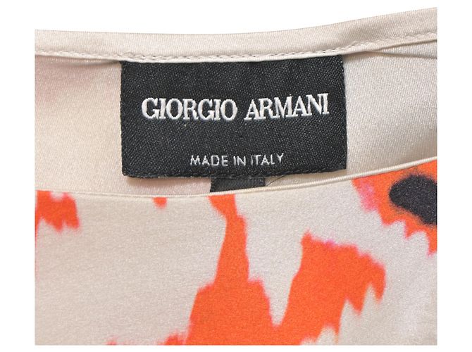 Top de manga larga con mangas abullonadas impresas de Giorgio Armani en seda naranja - vista 5
