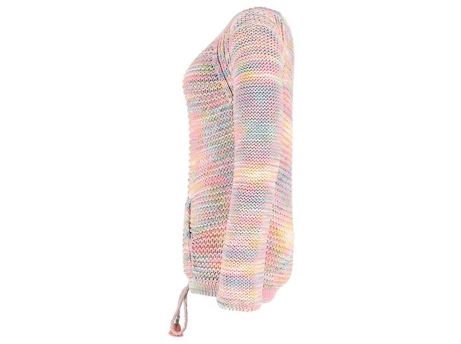 Chloé Lockere Häkelstrickjacke mit Taschen aus mehrfarbigem Baumwollgarn Mehrfarben - Ansicht 2