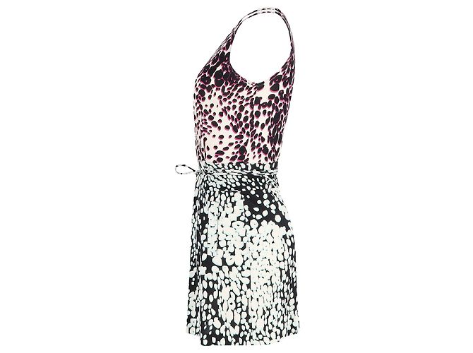 Diane Von Furstenberg Mini Printed V-Neck Dress in Multicolor Silk Multiple colors - view 2