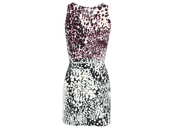 Diane Von Furstenberg Mini Printed V-Neck Dress in Multicolor Silk Multiple colors - view 3