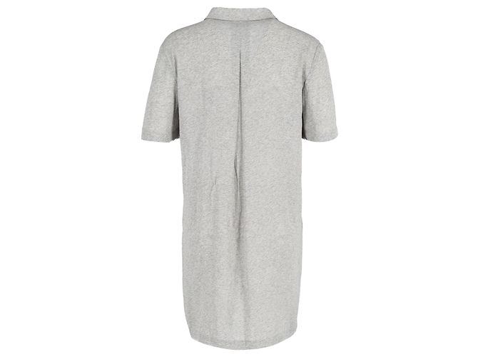 Alexander Wang Mini Hemd Kleid mit Fransen aus grauer Baumwolle - Ansicht 3