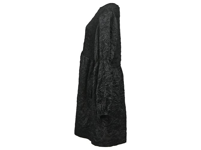 Ganni gerafftes Mini-Kleid aus recyceltem Polyester in Schwarz - Ansicht 2