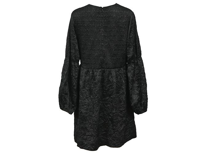 Ganni gerafftes Mini-Kleid aus recyceltem Polyester in Schwarz - Ansicht 3