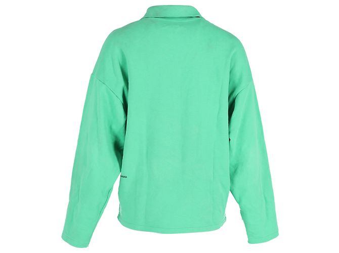 Autre Marque Felpa Pangaia in jersey doppio con zip a metà in cotone verde - vista 3