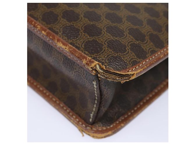 Céline Borsa a spalla in tela Macadam CELINE in pelle PVC marrone Auth mr393 - vista 17