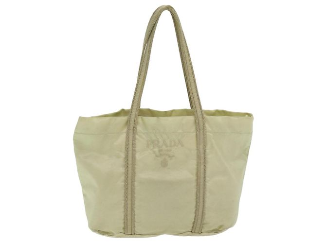 PRADA Borsa a Mano Nylon Argento Beige Auth 85481 - vista 13