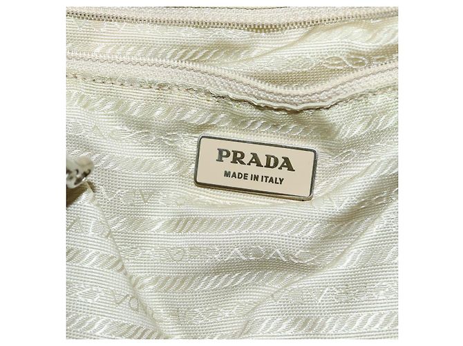 PRADA Borsa a Mano Nylon Argento Beige Auth 85481 - vista 17