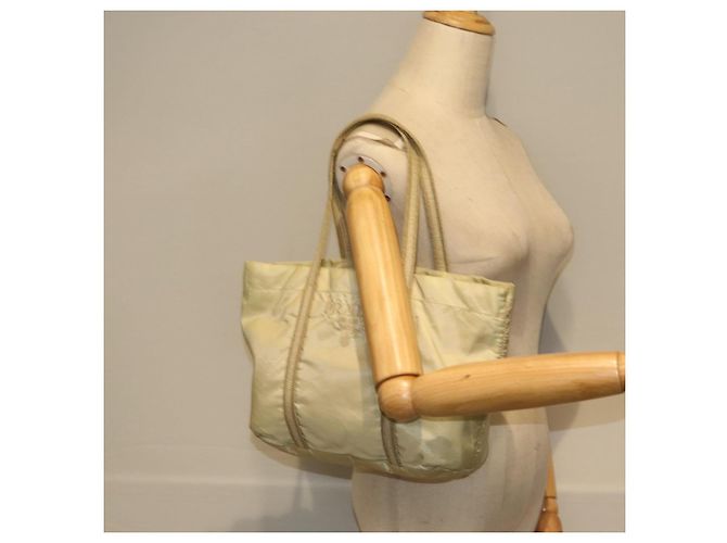 PRADA Borsa a Mano Nylon Argento Beige Auth 85481 - vista 21