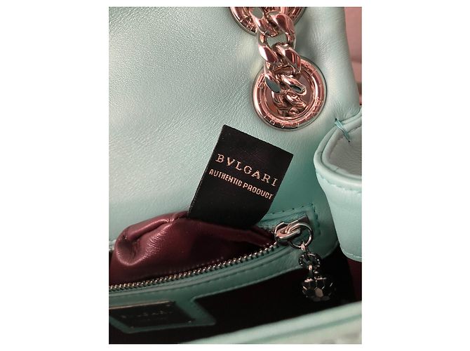 Borsa a mano Bulgari Cabochon in pelle di vitello blu - vista 11