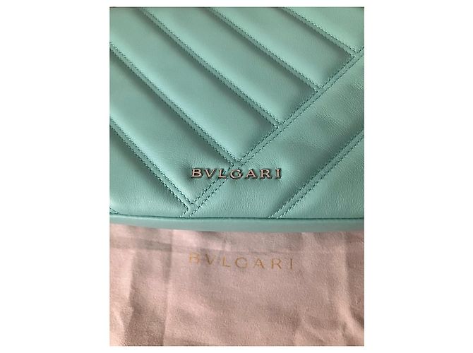 Borsa a mano Bulgari Cabochon in pelle di vitello blu - vista 8