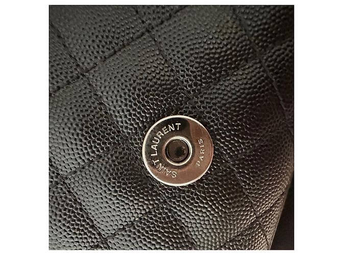 Borsa Envelope Saint Laurent Nera in Pelle Caviar Nero - vista 12