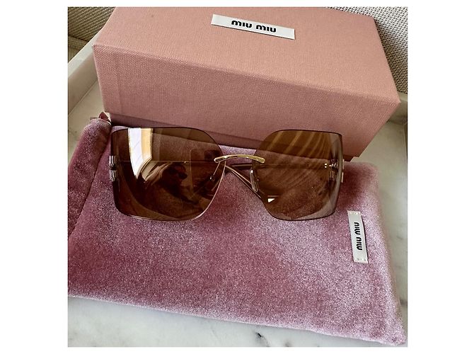 Occhiali da sole Miu Miu marrone chiaro plastica - vista 2