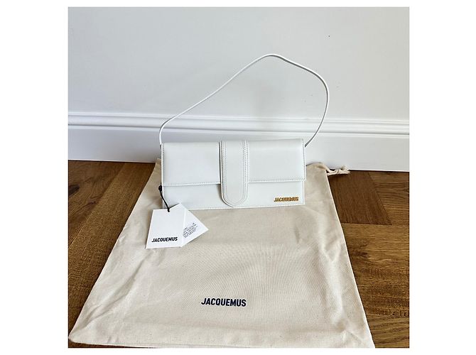 Borsa Jacquemus Le Bambino Long in Pelle Bianca Bianco D'oro - vista 12