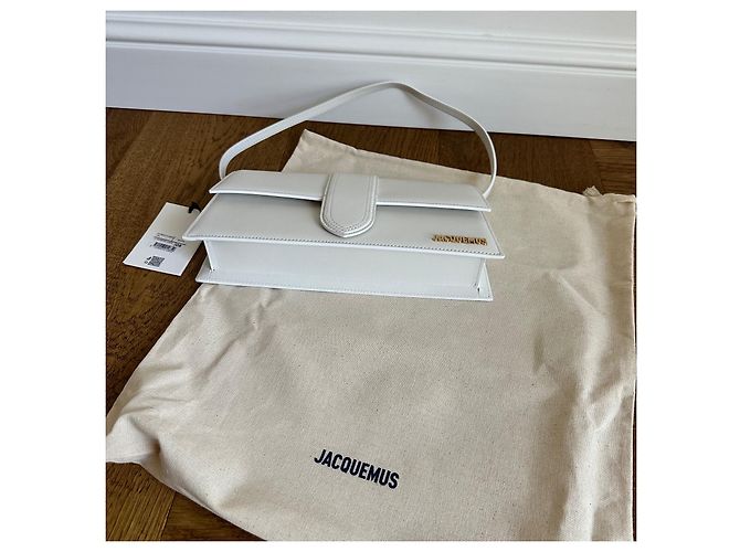 Borsa Jacquemus Le Bambino Long in Pelle Bianca Bianco D'oro - vista 9