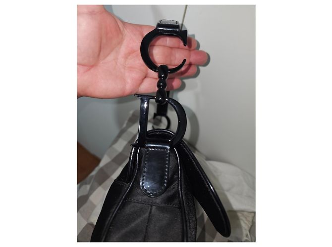 Borsa Christian Dior Galliano Saddle in seta nera Nero - vista 9
