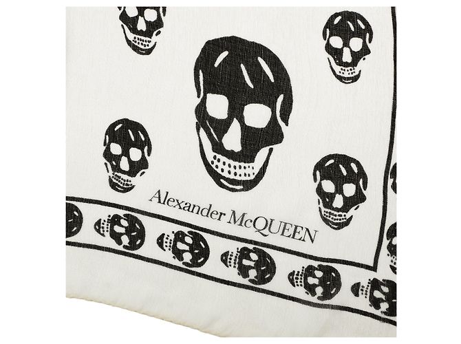 Alexander Mcqueen Sciarpa in seta con motivo skull Bianco - vista 2