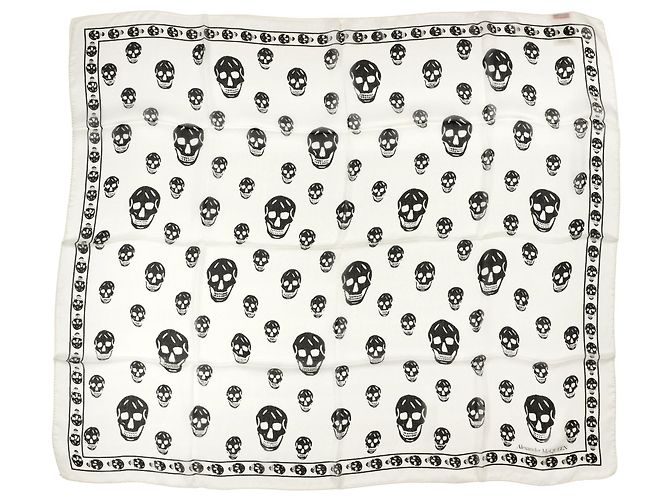 Alexander Mcqueen Sciarpa in seta con motivo skull Bianco - vista 3