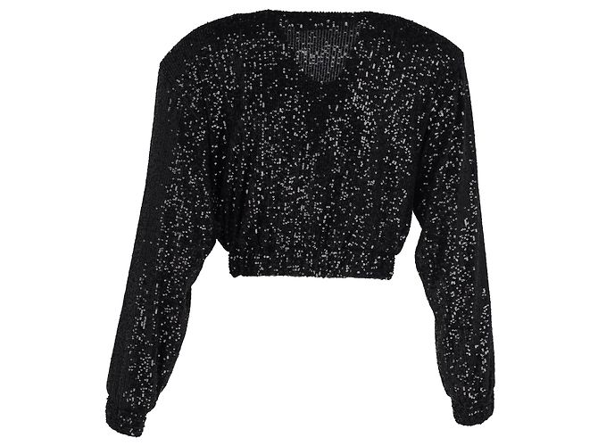 Autre Marque Rotierende Birger Christensen Deep V-Ausschnitt Pailletten-Jacke aus schwarzem Polyester - Ansicht 3