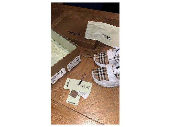 Sneakers Burberry New Regis Marrone Beige Cotone - vista 3