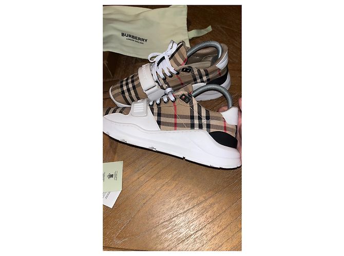 Sneakers Burberry New Regis Marrone Beige Cotone - vista 4