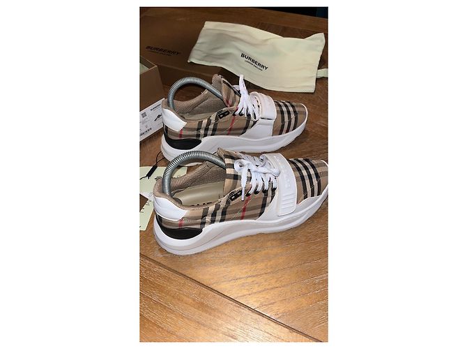 Sneakers Burberry New Regis Marrone Beige Cotone - vista 6