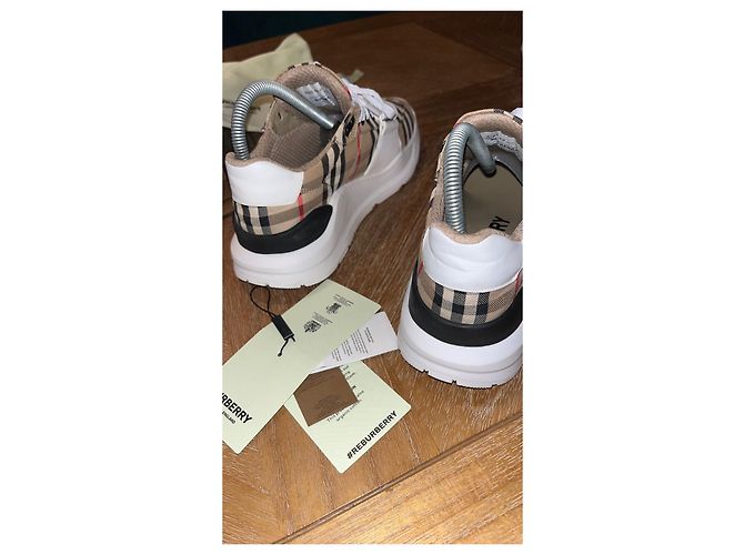 Sneakers Burberry New Regis Marrone Beige Cotone - vista 7