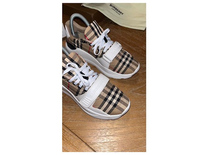 Sneakers Burberry New Regis Marrone Beige Cotone - vista 8