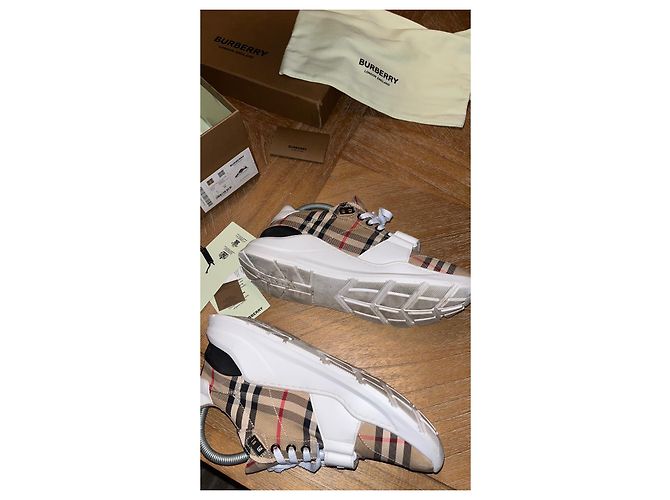 Sneakers Burberry New Regis Marrone Beige Cotone - vista 9