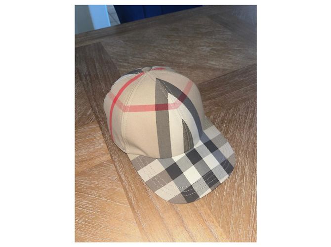 Berretto Burberry in cotone marrone nero beige - vista 2