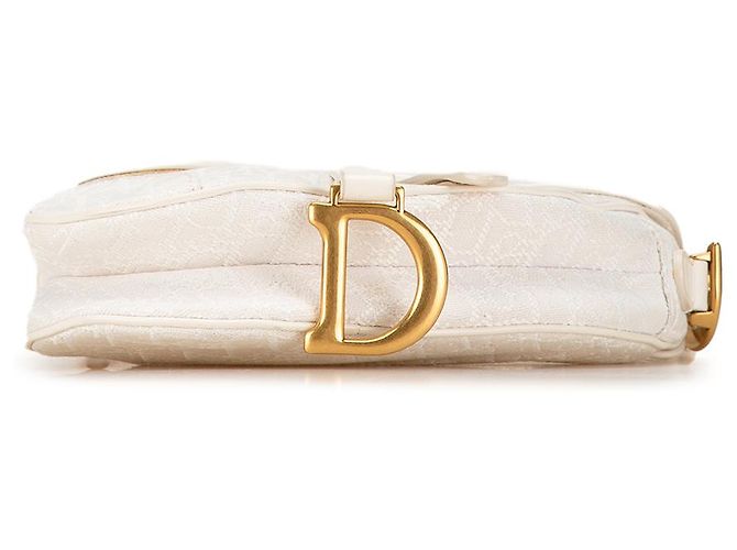 Dior White Mini Oblique Bestickte Canvas Saddle Bag Weiß - Ansicht 4