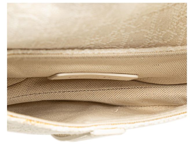Dior White Mini Oblique Bestickte Canvas Saddle Bag Weiß - Ansicht 5