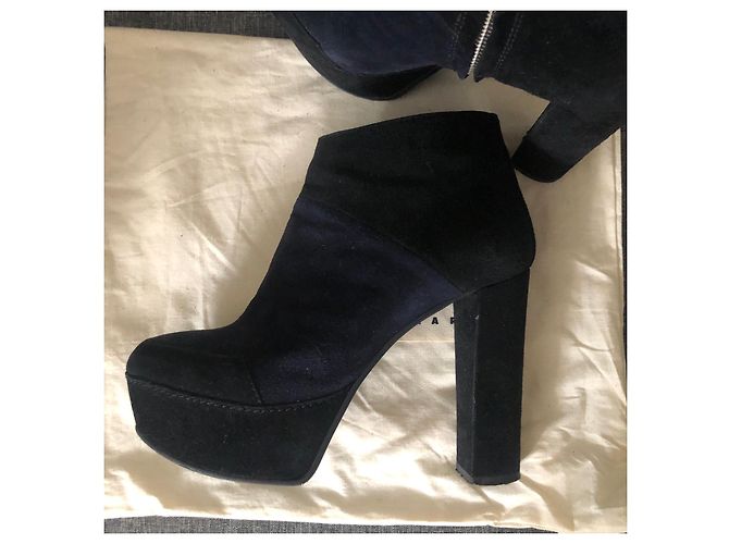 Stivaletti Marni in scamosciato nero e blu navy - vista 3