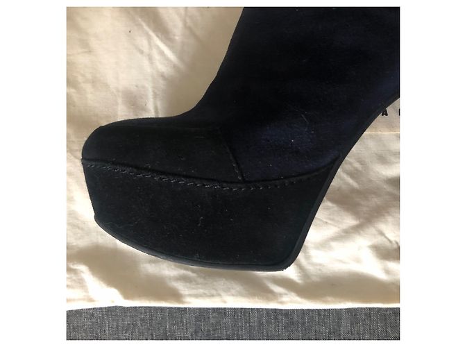 Stivaletti Marni in scamosciato nero e blu navy - vista 5