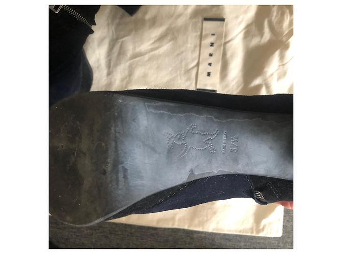 Stivaletti Marni in scamosciato nero e blu navy - vista 7