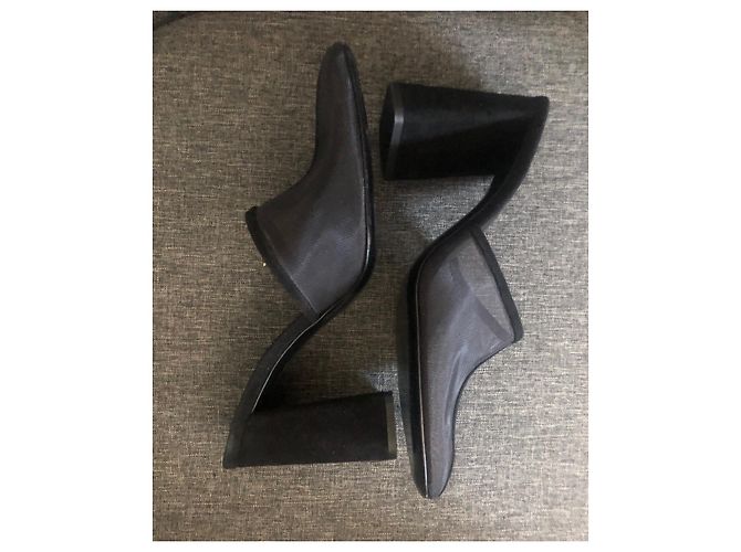Mules By Far in Mesh e Suede Nere Nero - vista 3