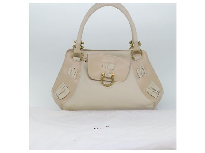 Borsa a spalla Gancini in pelle bianca e oro Auth 85534 di Salvatore Ferragamo Bianco D'oro - vista 12