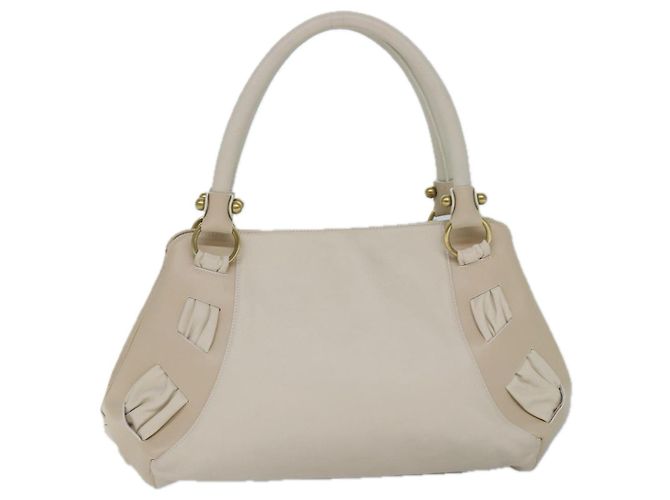 Borsa a spalla Gancini in pelle bianca e oro Auth 85534 di Salvatore Ferragamo Bianco D'oro - vista 2