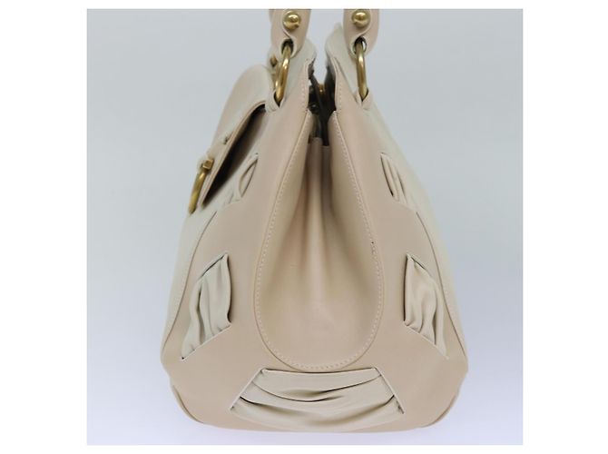 Borsa a spalla Gancini in pelle bianca e oro Auth 85534 di Salvatore Ferragamo Bianco D'oro - vista 4