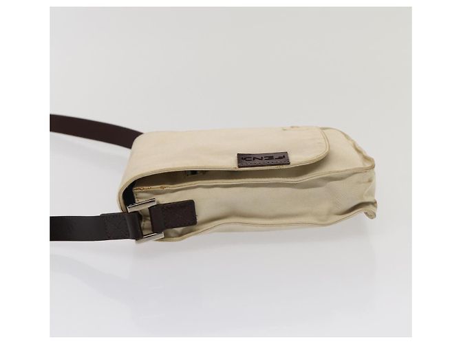 Bolsa de ombro em canvas FENDI bege Auth fm3657 - vista 4