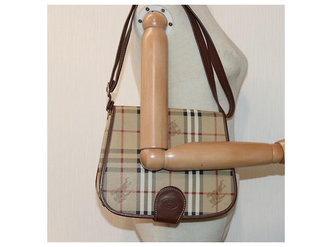 Autre Marque Borsa a spalla Burberrys Nova Check in PVC pelle beige Auth hk1529 - vista 21