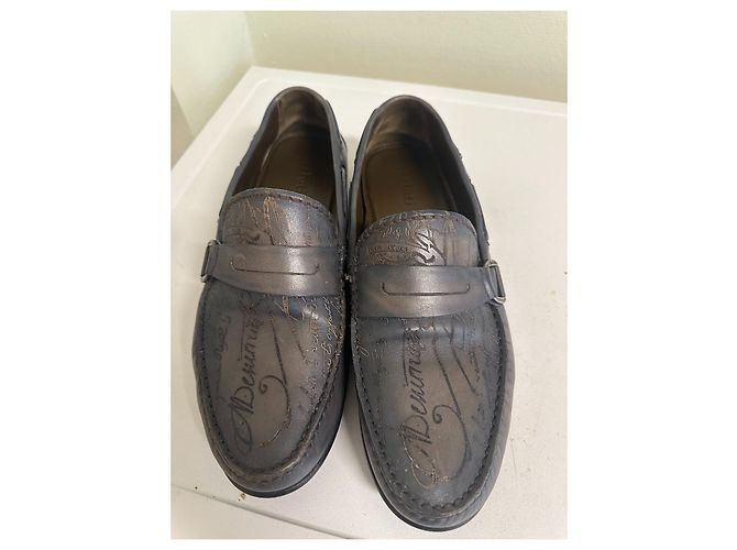 BERLUTI Infini Gray Scritto Mocassino in pelle da uomo taglia 43 Grigio - vista 2