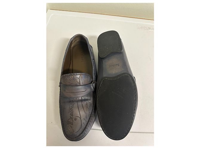BERLUTI Infini Gray Scritto Mocassino in pelle da uomo taglia 43 Grigio - vista 5