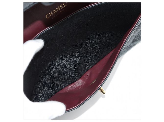 Timeless Chanel Borsa a doppio flap classica Jumbo in pelle caviar matelassé nera a 2 modi Nero - vista 10