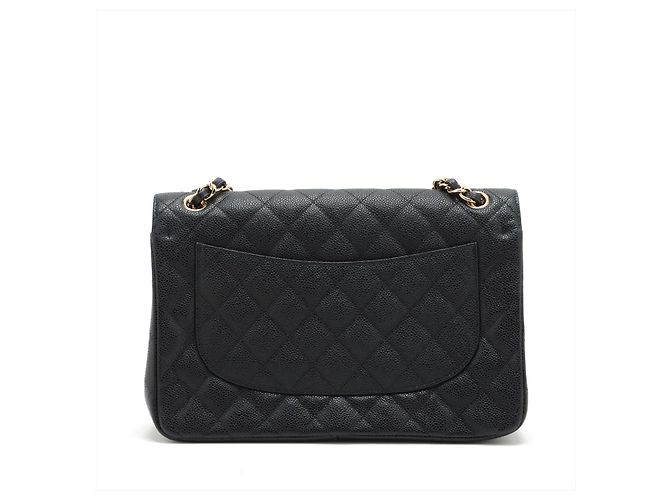 Timeless Chanel Borsa a doppio flap classica Jumbo in pelle caviar matelassé nera a 2 modi Nero - vista 5
