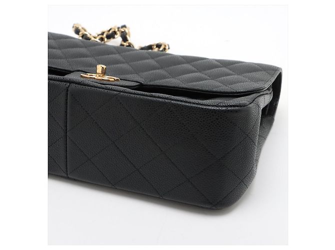 Timeless Chanel Borsa a doppio flap classica Jumbo in pelle caviar matelassé nera a 2 modi Nero - vista 6