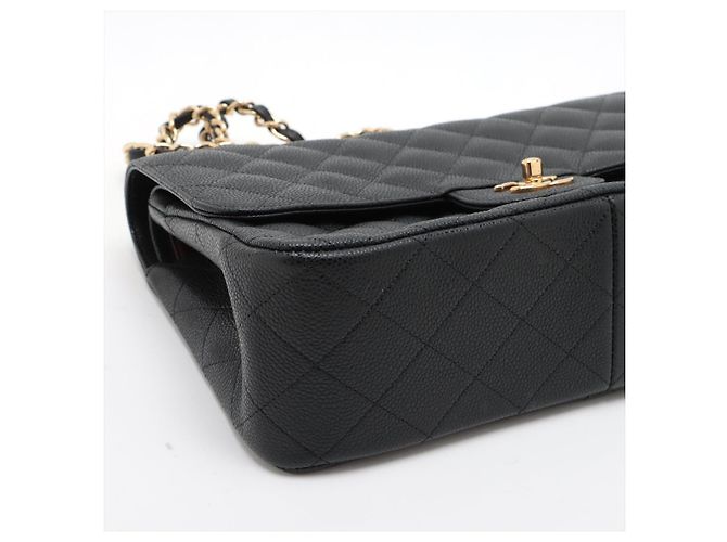 Timeless Chanel Borsa a doppio flap classica Jumbo in pelle caviar matelassé nera a 2 modi Nero - vista 7