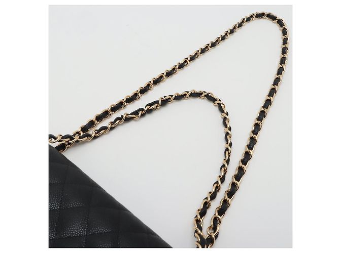 Timeless Chanel Borsa a doppio flap classica Jumbo in pelle caviar matelassé nera a 2 modi Nero - vista 8