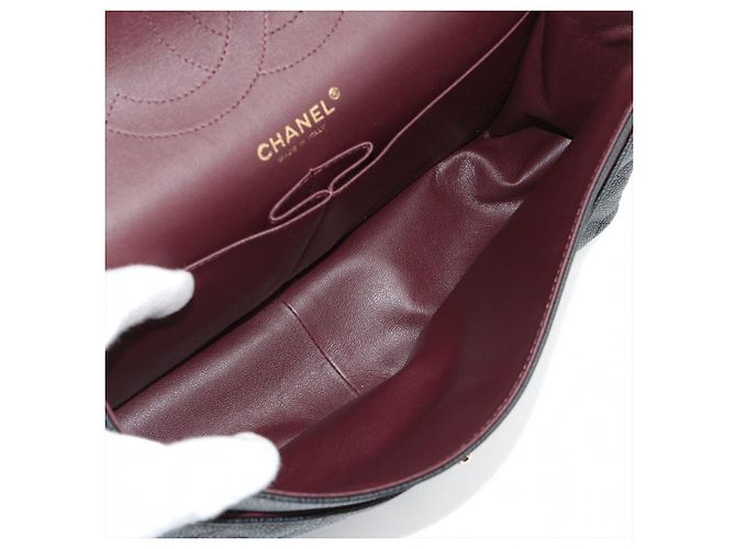 Timeless Chanel Borsa a doppio flap classica Jumbo in pelle caviar matelassé nera a 2 modi Nero - vista 9