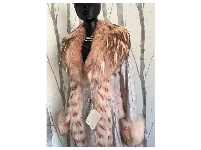 Autre Marque Abrigo de cuero AB FEMKE Rosa Lila Strass - vista 14
